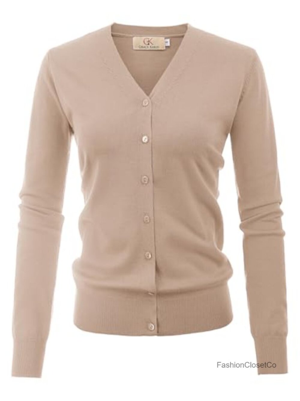 Lightweight Button Up V Neck Cardigan Long Sleeve Knit Shrug - Picture 5 of 6